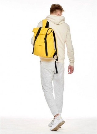 Чоловічий жовтий великий рюкзак місткий, розкладний дорожній, спортивний рюкзак . . фото 8