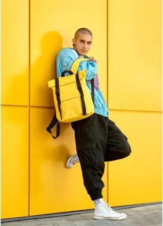 Чоловічий жовтий великий рюкзак місткий, розкладний дорожній, спортивний рюкзак . . фото 10