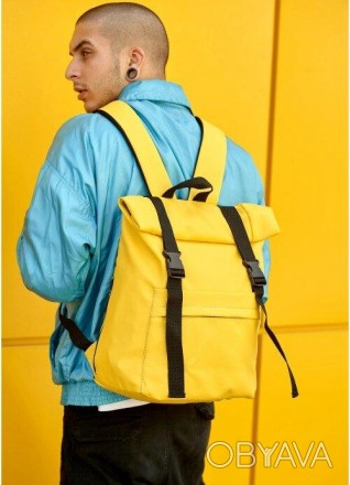 Чоловічий жовтий великий рюкзак місткий, розкладний дорожній, спортивний рюкзак . . фото 1