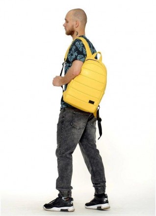 Чоловічий жовтий рюкзак стильний шкіряний.
Верх:якісна зносостійка водовідштовху. . фото 6
