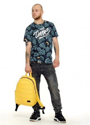 Чоловічий жовтий рюкзак стильний шкіряний.
Верх:якісна зносостійка водовідштовху. . фото 4