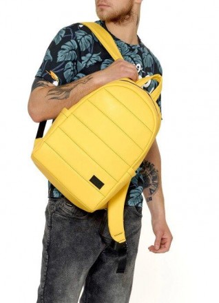 Чоловічий жовтий рюкзак стильний шкіряний.
Верх:якісна зносостійка водовідштовху. . фото 5