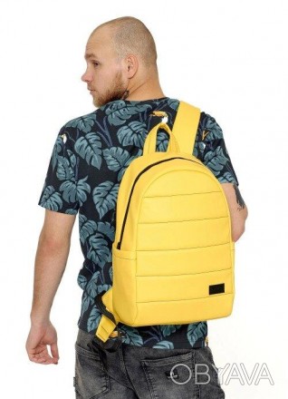 Чоловічий жовтий рюкзак стильний шкіряний.
Верх:якісна зносостійка водовідштовху. . фото 1