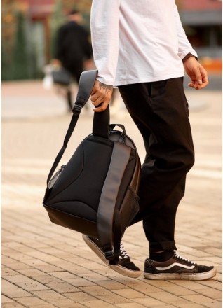 Чоловічий повсякденний шкіряний рюкзак класичний чорний.
Верх:якісна зносостійка. . фото 4