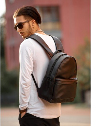 Чоловічий повсякденний шкіряний рюкзак класичний чорний.
Верх:якісна зносостійка. . фото 5