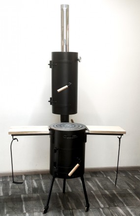 Печь под казан с камерой горячего копчения Печь под котел с модульной приставкой. . фото 2