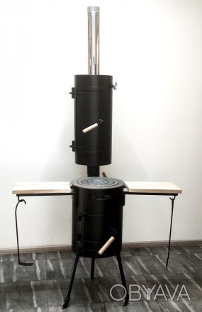 Печь под казан с камерой горячего копчения Печь под котел с модульной приставкой. . фото 1