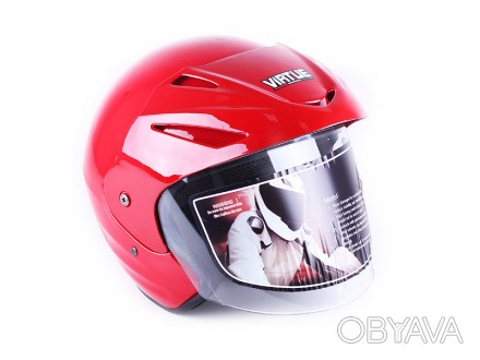 шлем открытый, цвет красный, тип застежки быстрой фиксации, с козырьком, размер . . фото 1