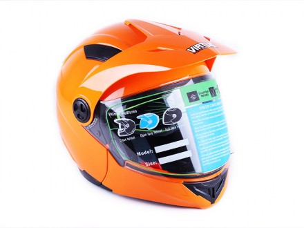 шлем закрытый (трансформер), со встроенными очками, оранжевый, размер L (59/60),. . фото 2
