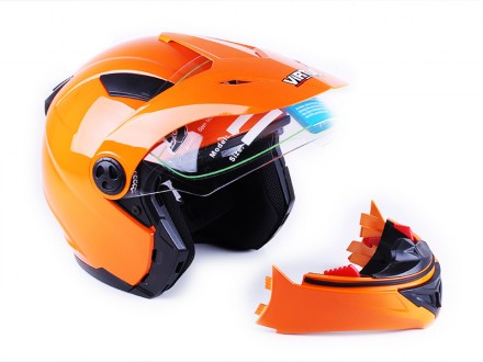 шлем закрытый (трансформер), со встроенными очками, оранжевый, размер L (59/60),. . фото 6