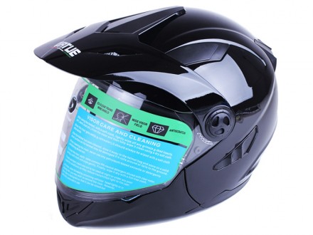 шлем закрытый дуал-спорт (трансформер), со встроенными очками, черный, размер L . . фото 4