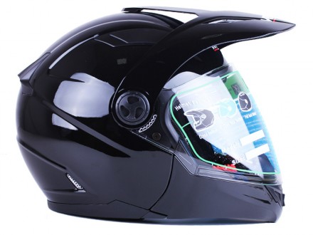 шлем закрытый дуал-спорт (трансформер), со встроенными очками, черный, размер L . . фото 3