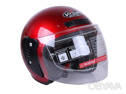 шлем открытый, цвет красный, глянец, вес 800г, тип застежки быстрой фиксации. . фото 1