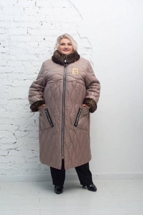 Зимове стьобане пальто Джолі з еко-хутром Супер Батал - це стильний і теплий вер. . фото 3