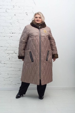 Зимове стьобане пальто Джолі з еко-хутром Супер Батал - це стильний і теплий вер. . фото 5