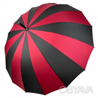 Однотонный зонтик трость на 16 карбоновых спиц - надежный защитник от дождя и ве. . фото 1