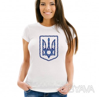 Полный ассортимент товара можно посмотреть здесь:
 
 
Женская футболка герб Укра. . фото 1