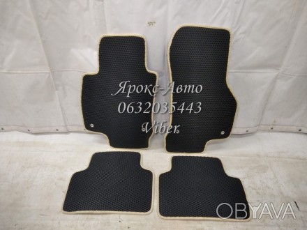 килимки в салон Skoda Octavia A7 EVA чорні килими та бежевий кант 00028890. . фото 1