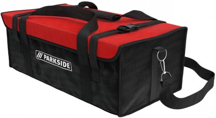 Прямоугольная рабочая сумка - короб для инструментов Parkside черная с красным I. . фото 3