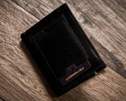 Вертикальное кожаное портмоне черное Peterson в подарочной упаковке 303PUPUABL
О. . фото 10