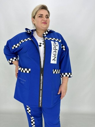 Для Вас представлений вільний прогулянковий костюм трійка Королева Blue & White,. . фото 4