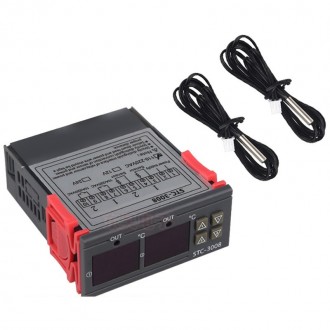  
STC-3008 — електронний регулятор температури з двома реле, датчиками та диспле. . фото 2