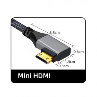 
Кутовий кабель Mini HDMI to HDMI Mini HDMI тато HDMI мама лівий кут 90 градусів. . фото 3