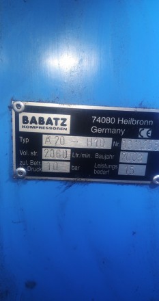 Babatz A20-H10
ДШВ 900*680*800

Производительность 2060л/мин.
Макс давление . . фото 9