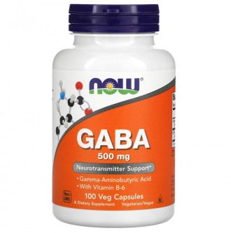 Гамма-аміномасляна кислота ГАМК з вітаміном B6, GABA 500 мг, Now Foods Гамма-амі. . фото 2