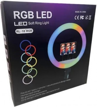 Кільцева LED-лампа RL-18RGB 45 см 220 V 3 кріп.тел. + пульт + чохол

Кільцева . . фото 6