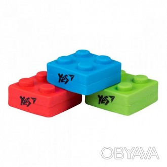 Ластик фигурный YES "Blocks", 3 цв./уп.. . фото 1