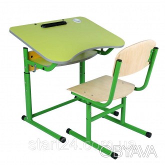 Комплект стол ученический 1-местный с регулировкой угла наклона столешницы и пол. . фото 1