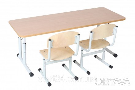 Комплект стол детский 2-местный без полки, регулируется на ростовые группы №1-3 . . фото 1