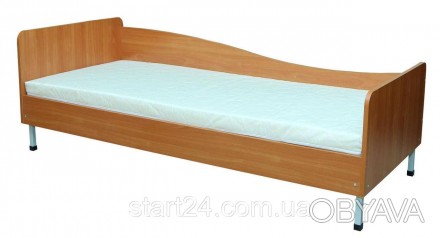 Кровать односпальная, спинки с закругленными углами, защитная боковина слева