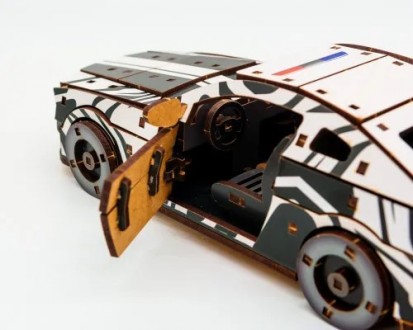 Гоночный автомобиль 3D конструктор деревянный Muscle Car Puz-00639 белый 
 
 
Pu. . фото 4