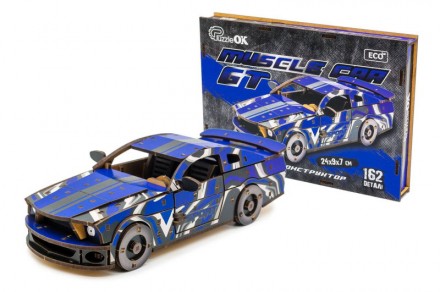 Деревянный 3D конструктор гоночный автомобиль Muscle Car Puz-00642 синий
Если вы. . фото 2