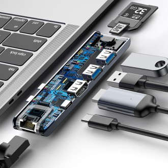 Baseus Thunderbolt C Pro Seven-in-one - це компактний USB-хаб з широким набором . . фото 6