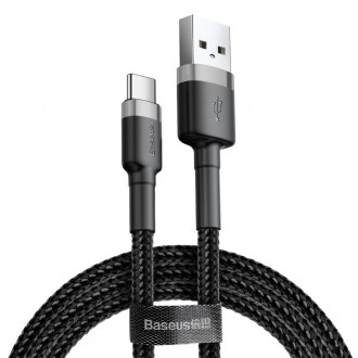 Кабель Baseus Cafule USB 2.0 to Type-C 2A 2M Чорний/Сірий (CATKLF-CG1). Дніпро. фото 1 Кабель Baseus Cafule USB 2.0 to Type-C 2A 2M Чорний/Сірий (CATKLF-CG1). Дніпро. фото 1