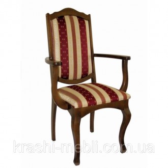 Дерев'яний обідній стілець із підлокітниками (крісло) з м'яким сидінням і спинко. . фото 4