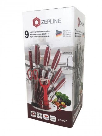 Набор кухонных ножей с подставкой Zepline ZP-027 включает в себя самые часто исп. . фото 8