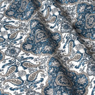 Декоративная ткань вензель синий с тефлоновой пропиткой Турция. Ширина ткани 180. . фото 2