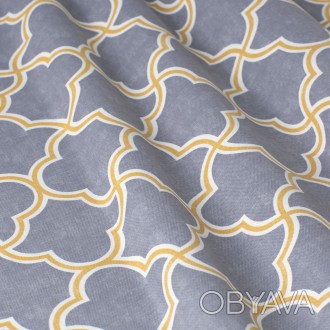 Декоративная ткань золотой геометрический орнамент на сером Турция . Ширина ткан. . фото 1
