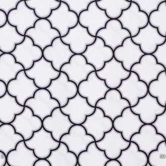 Декоративная ткань в узор четырехлистник синий на белом фоне Турция. Ширина ткан. . фото 3