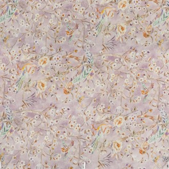 Декоративная ткань бежевый цветочный узор с птицами на сиреневом фоне. Состав тк. . фото 3