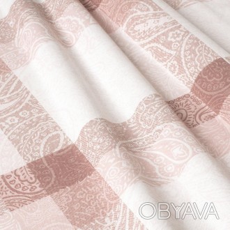 Декоративная ткань розовая крупная клетка вензель Турция. Ширина ткани 180 см, в. . фото 1