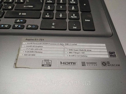 Acer Aspire E1-731 (17.3"/1600х900/Intel Pentium CPU 2020M 2400 МГц/RAM 4GB/500G. . фото 7