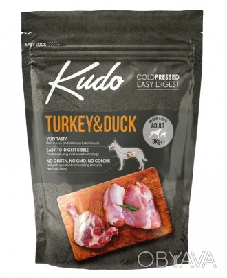 KUDO TURKEY & DUCK ADULT MEDIUM & MAXI – это полноценный, хорошо сбалансированны. . фото 1