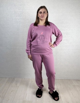 Пижама теплая женская с начесом для беременных и кормящих мам розовая 46-56 р.
Ж. . фото 2