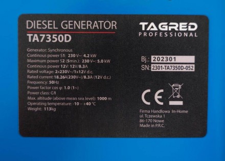 
Дизельный генератор TAGRED TA7350D. . фото 9