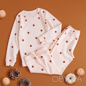 Піжама дитяча з штанами та кофтою на довгий рукав ніжного абрикосового кольору з. . фото 1
